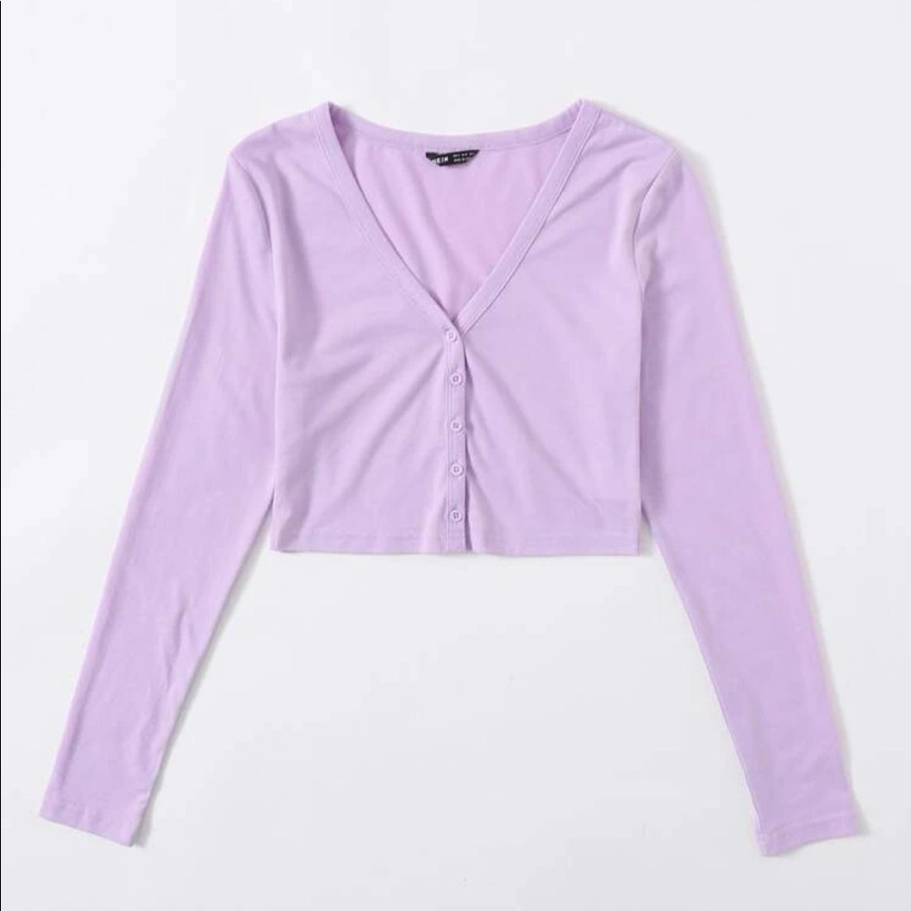 Front button down long sleeve crop top
